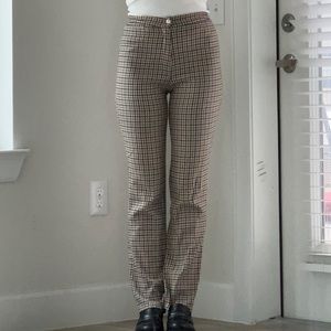 High Waisted Checkered Flared Trouser Pants